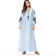 Shein Graphic Embroidered Tie Neck Dress