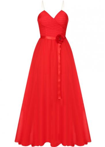 Rosewe Red High Waist Open Back Dress