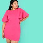 Shein Plus Flutter Sleeve Solid Tunic Dress