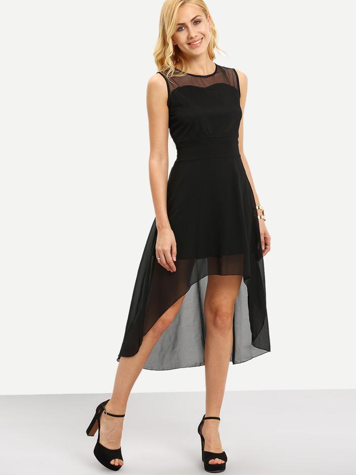Shein Mesh Neck Asymmetric Dress