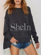 Shein Grey Side Slit Loose Sweater