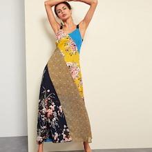Shein Cut And Sew Floral Print Long Dress