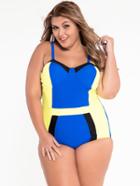 Shein Plus Size Color Block Cutout One-piece Swimwear