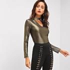 Shein V Neck Choker Neck Slim Fitted Top