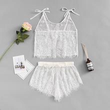 Shein Eyelash Lace Cami Top With Panty