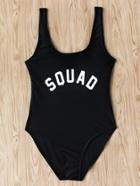 Shein Slogan Print Scoop Neck Beach Swimsuit