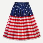 Shein Star & Stripe Pleated Skirt