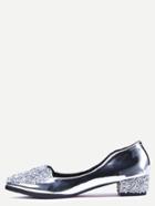 Shein Silver Patent Leather Sequins Shoes