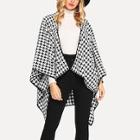 Shein Open Front Houndstooth Print Capes Coat