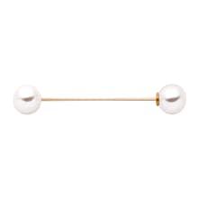 Shein White Double Faux Pearl Simple Brooch