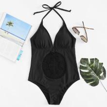 Shein Crochet Front Halter Neck Swimsuit