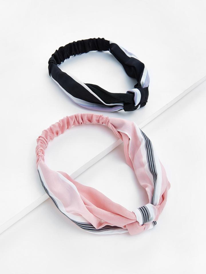 Shein Striped Knot Headband 2pcs