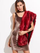 Shein Brown Double Scoop Neck Velvet Tank Dress