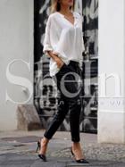 Shein White V Neck Loose Blouse