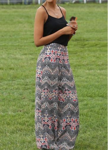 Rosewe Open Back Sleeveless Printed Maxi Dress
