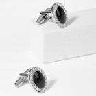 Shein Men Gemstone Oval Cufflinks 1pair