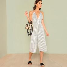 Shein Plunging Neck Flare Hem Slip Romper