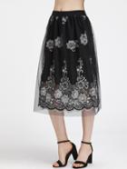 Shein Embroidered Mesh Overlay Skirt
