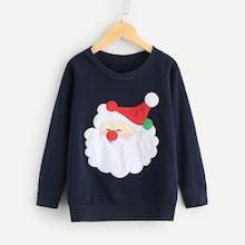 Shein Toddler Boys Santa Claus Raglan Sleeve Sweatshirt