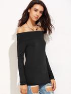 Shein Black Off The Shoulder T-shirt