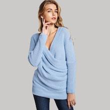 Shein Surplice Front Drop Shoulder Sweater