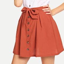 Shein Tie Waist Button Up Skirt