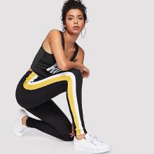 Shein Color Block Side Skinny Leggings