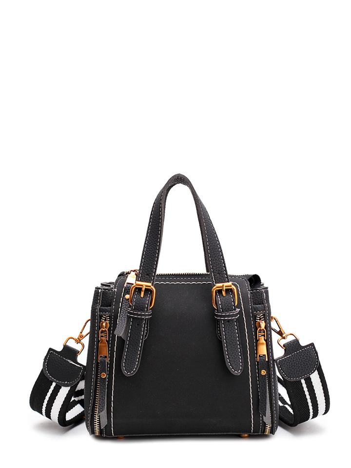 Shein Double Buckle Pu Shoulder Bag