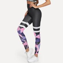 Shein Geo Print Striped Skinny Leggings