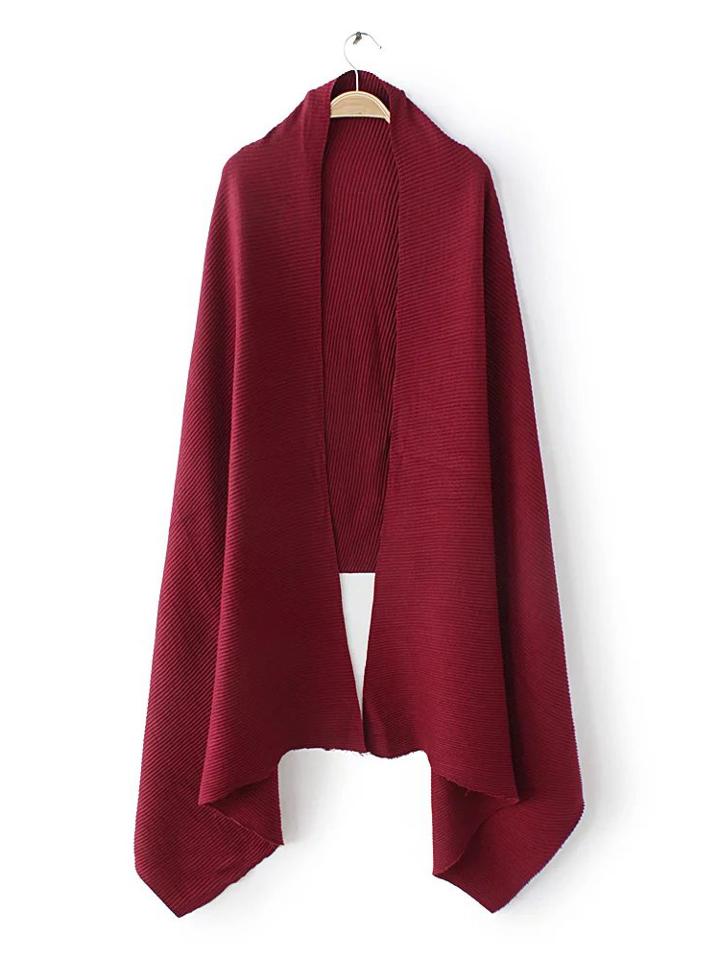 Shein Burgundy Ribbed Plain Elegant Shawl Scarf