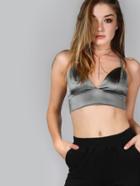 Shein Grey Strappy Back Triangle Plunge Cami Top