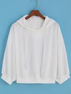 Shein Hooded Drawstring Loose White Sweatshirt