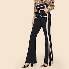 Shein 60s Contrast Binding Slit Hem Pants
