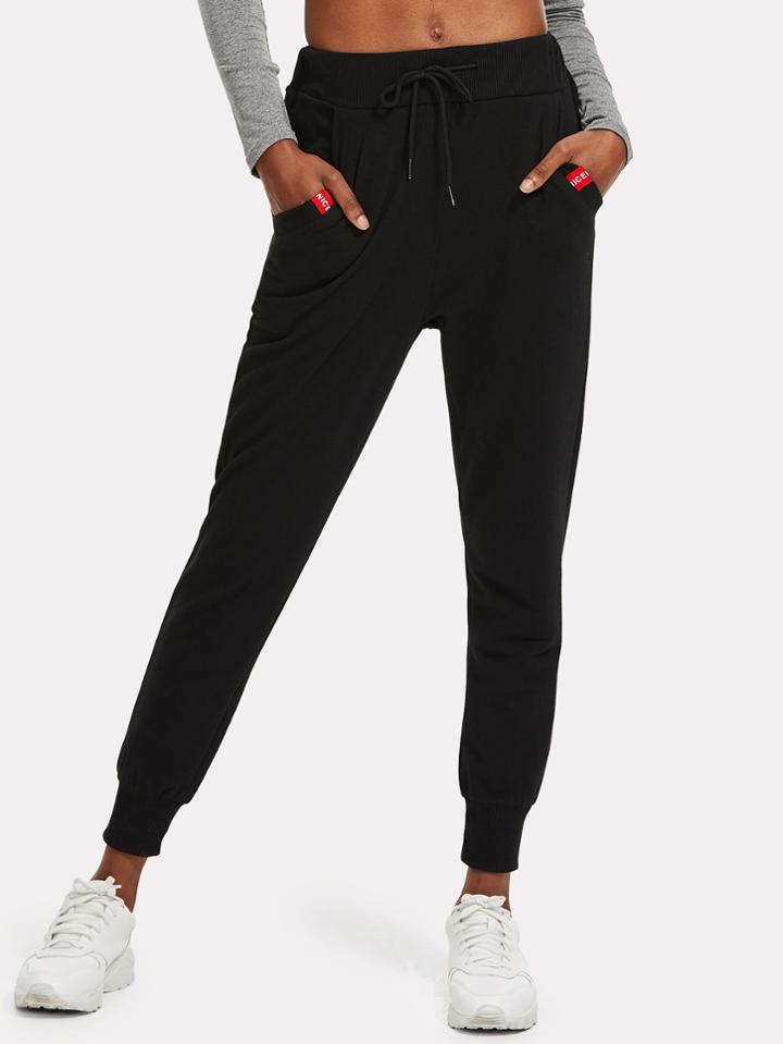 Shein Patch Detail Drawstring Sweatpants