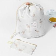 Shein Flamingo Print Drawstring Storage Bag With Pouch