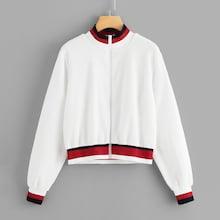Shein Ribbed Knit Trim Crop Teddy Jacket
