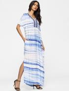 Shein Spiral Embroidered Side Split Tie Dye Dress