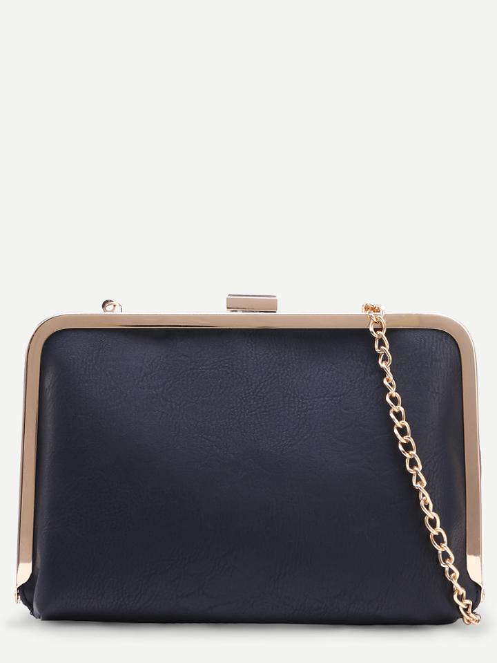 Shein Black Clip Frame Purse With Chain