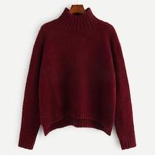 Shein Solid Stepped Hem Jumper