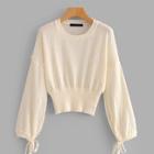 Shein Drawstring Cuff Drop Shoulder Sweater