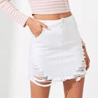 Shein Slant Pocket Ripped Skirt