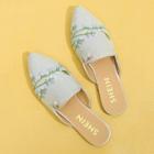Shein Calico Embroidered Denim Mule Flats
