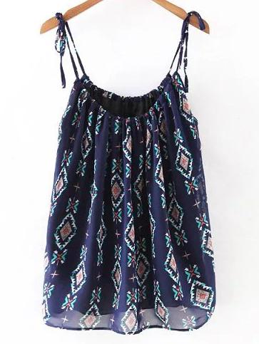 Shein Multicolor Geometric Print Spaghetti Strap Tank Top