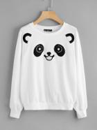 Shein Raglan Sleeve Panda Patched Sweatshirt
