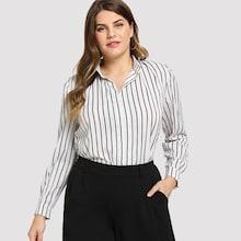Shein Striped Half Placket Blouse