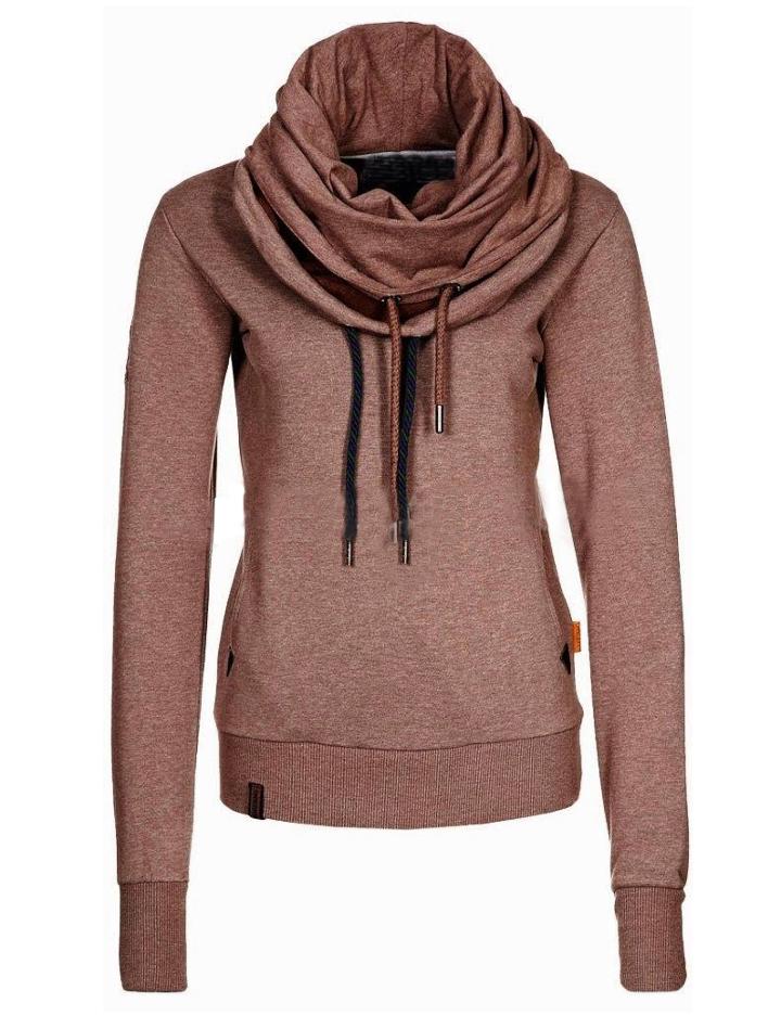 Shein Brown Drawstring Hooded Sweatshirt