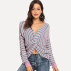 Shein Twist Drop Shoulder Stripe Sweater