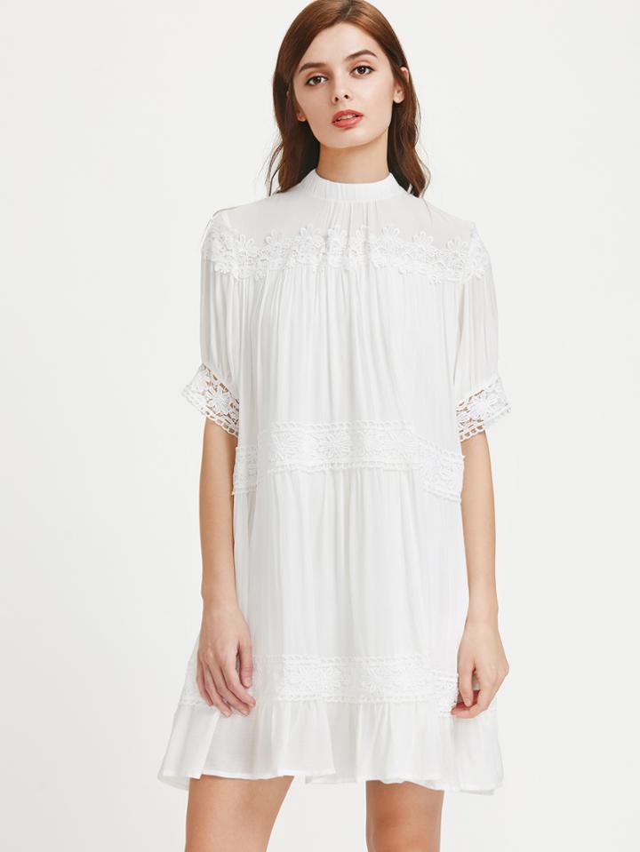 Shein Mock Neck Lace Detailed Dress