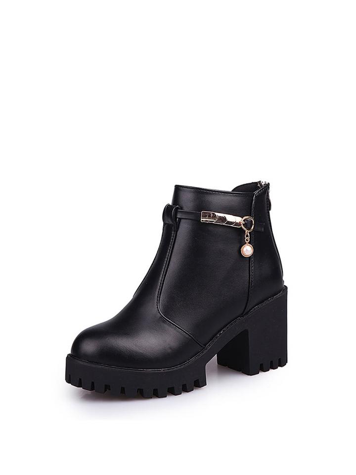 Shein Faux Pearl Lug Sole Boots