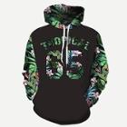 Shein Men Plant And Letter Print Hooded Sweatshirt